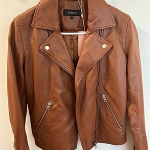 Quince Women's Tan Leather Moto Jacket